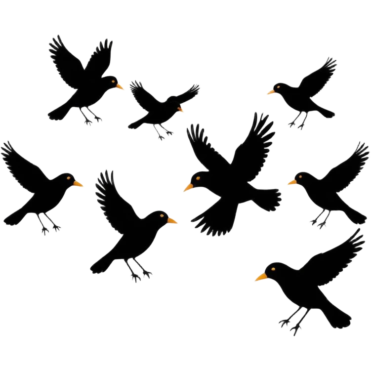 Flying in one line multiple black birds emoji emoji