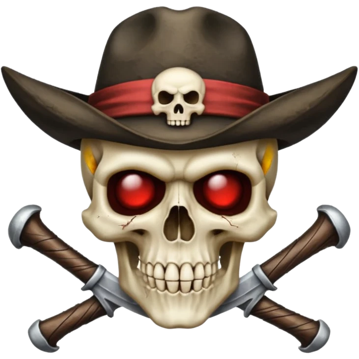 A skull and crossbones wearing a vampire hunter hat. emoji