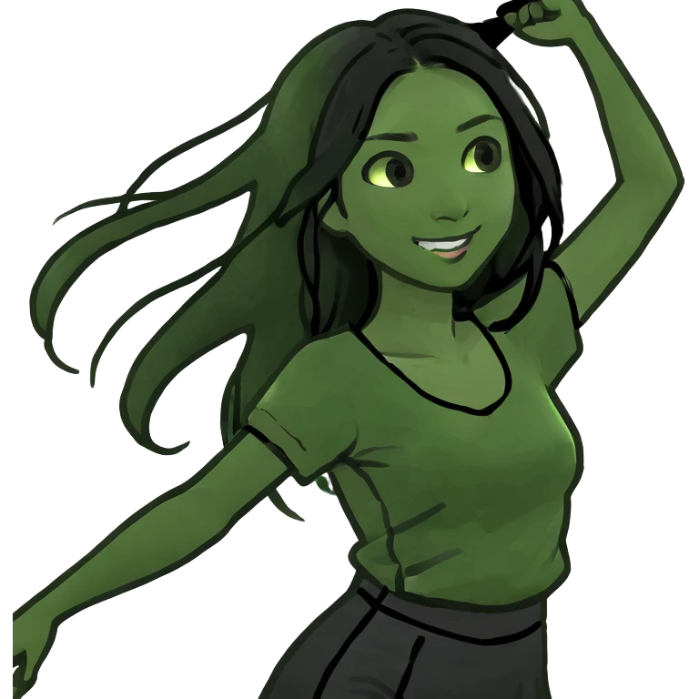 Asian girl with long black hair dancing emoji