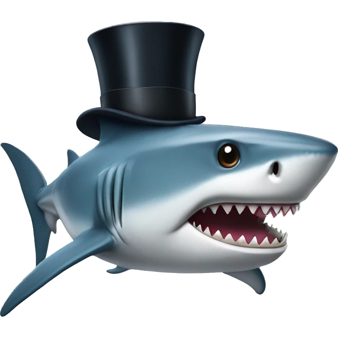 Shark with a top hat emoji