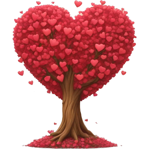 Heart shaped tree + hearts emoji