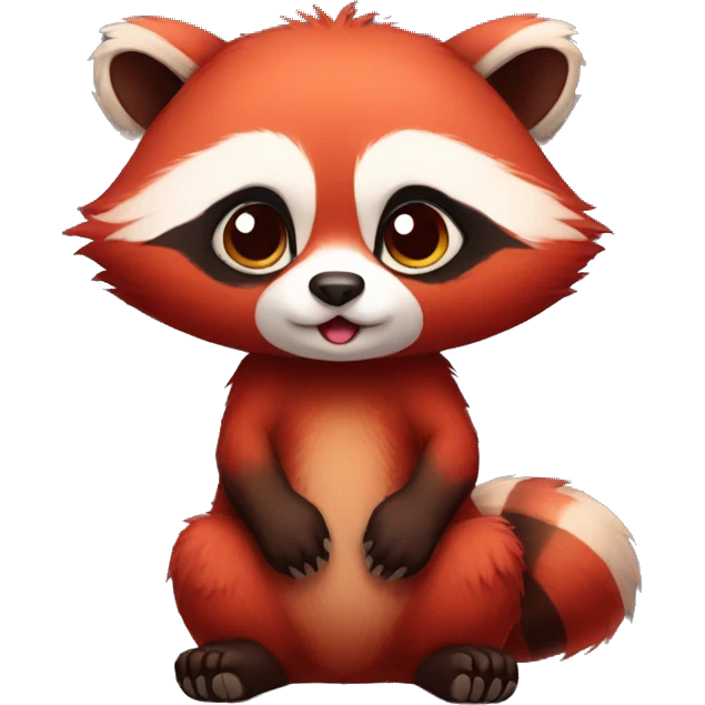 Cute red raccoon-panda-hybrid full body emoji