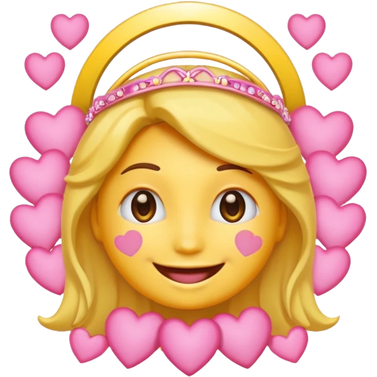 a smiling emoji with pink hearts an a halo emoji