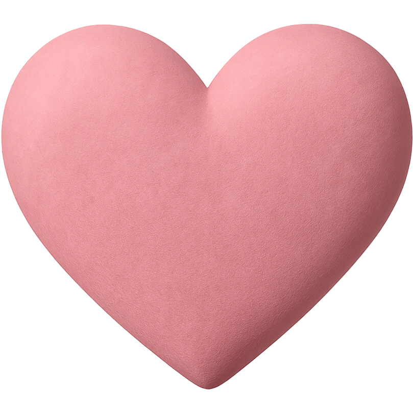heart with a pink velvet matte finish, clean digital illustration, no background emoji