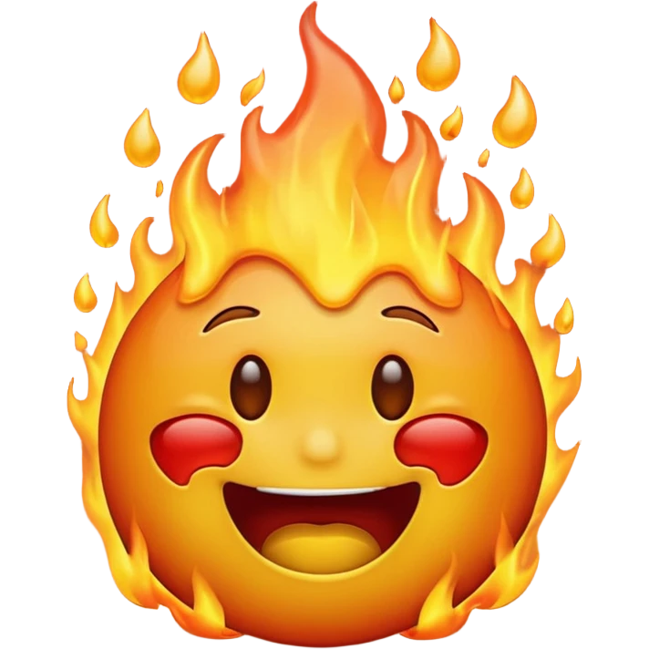 Generate an emoji that is on fire, laughing, crying, and melting at the same time with a sad mouth. emoji