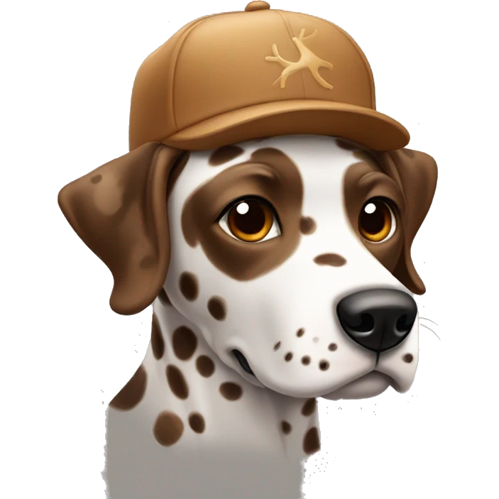 Brown Dalmatian in a cap with deer horns emoji