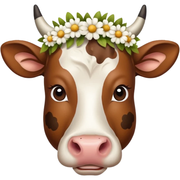 cow portrait with flower crown emoji