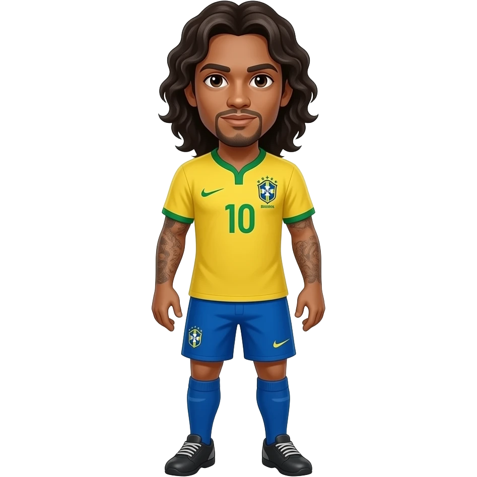 I want to create Ronaldinho Gaucho full body Brazil shirt and with the number 10 and long hair emoji