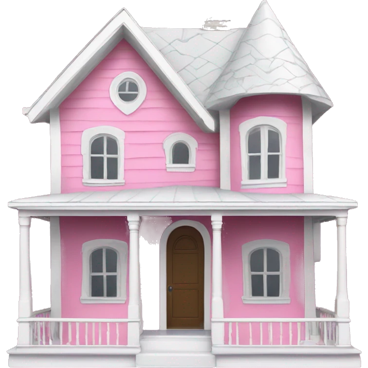 pink coraline house with white roof and white trimming emoji