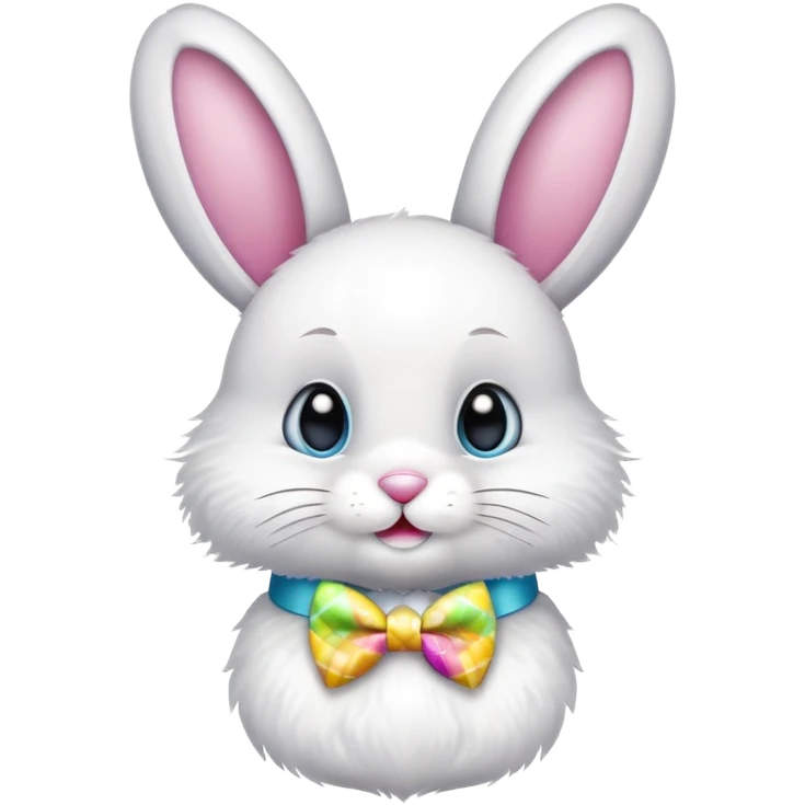 cute Easter bunny wearing colorful bow tie emoji