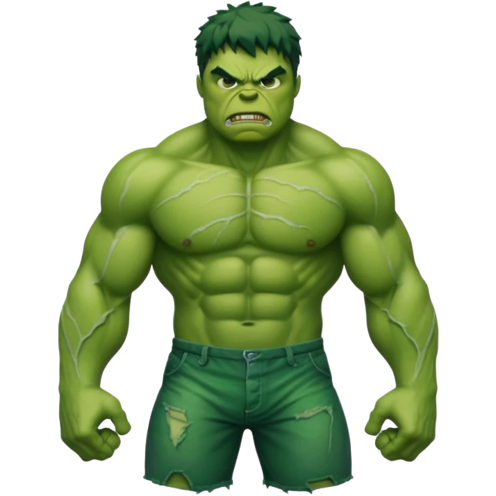 Hulk transformation, angry face, green skin emoji