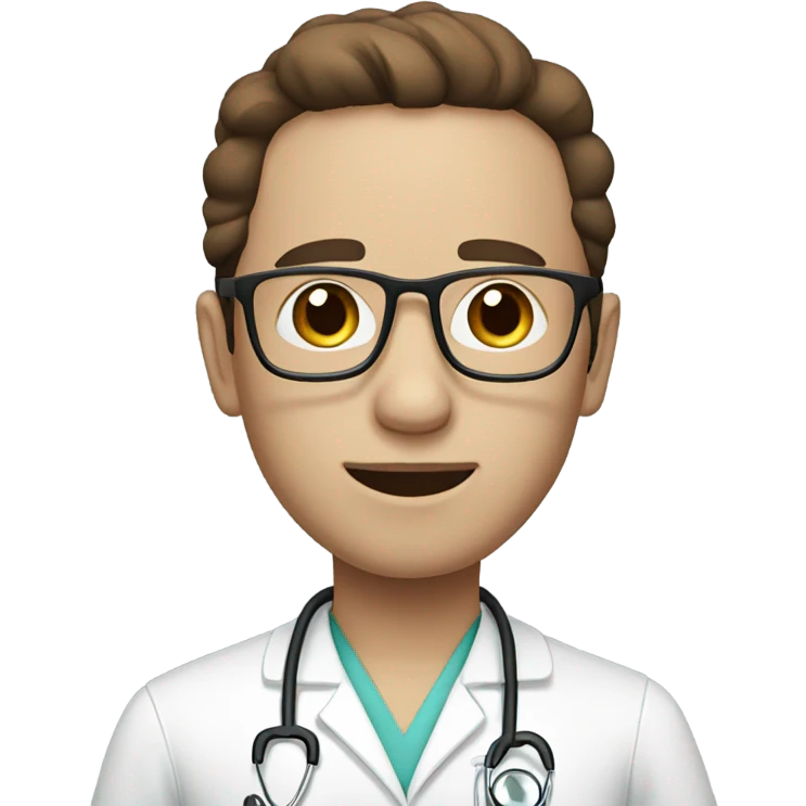 doctor, white skin, brown hair with gla emoji