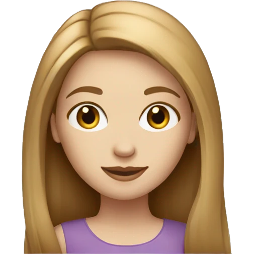 white girl with long straight light brown hair with macbook emoji