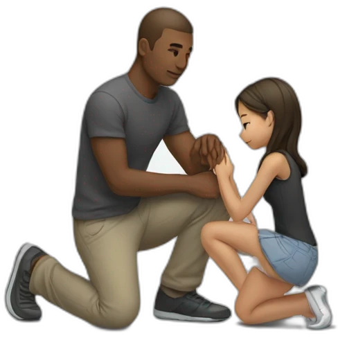 Girl kneeling in front of man emoji