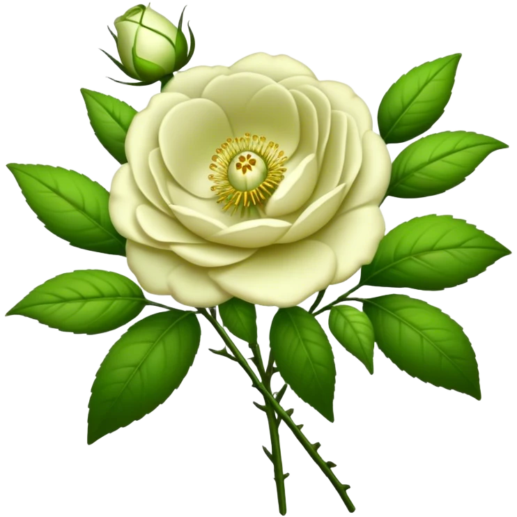 bouquet Cherokee rose, luxuriant, stem, leaf, bud emoji