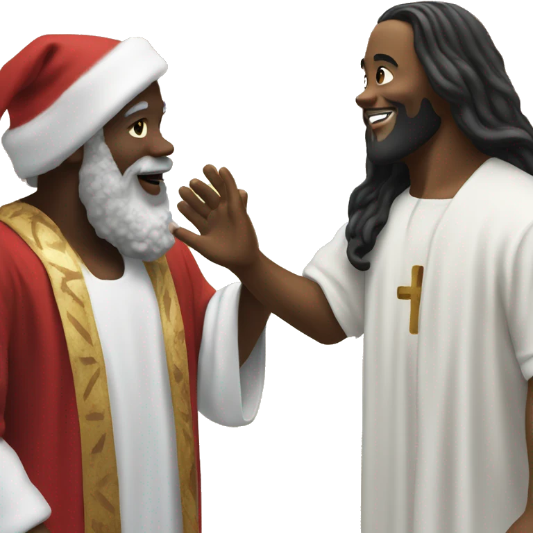 Black Santa high fiving black Jesus  emoji