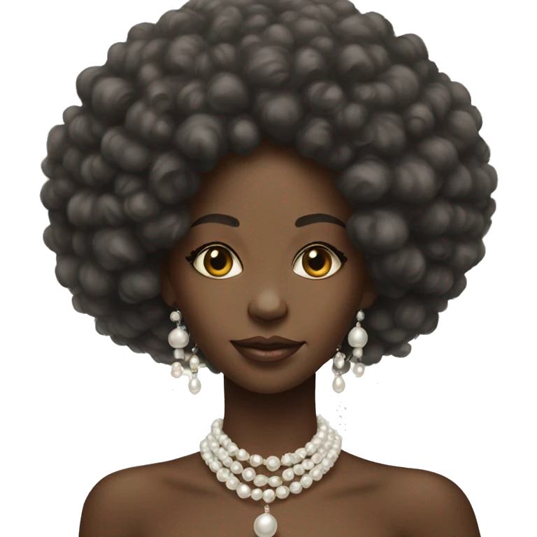 afro beauty with pearl necklace emoji