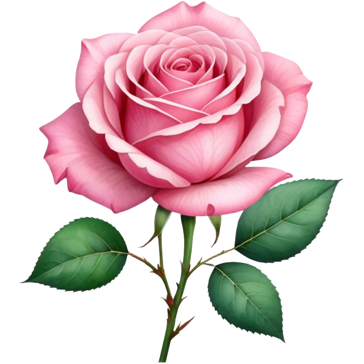 "A single pink rose with a delicate ribbon tied around its stem, soft and elegant watercolor style." emoji