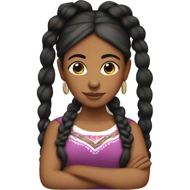 Mexican and black girl with braids emoji
