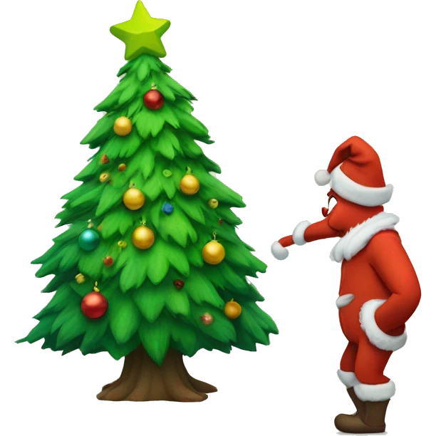 Christmas tree with the grinch emoji