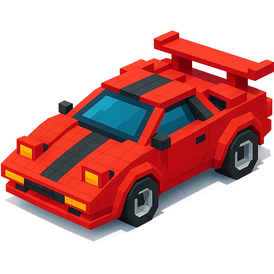 red Lamborghini Countach with black racing stripes, isometric view emoji