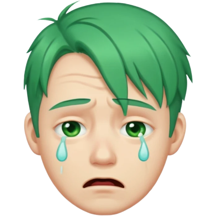 man crying with green hair emoji