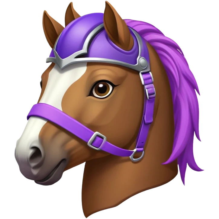 A horse with a purple helmet emoji