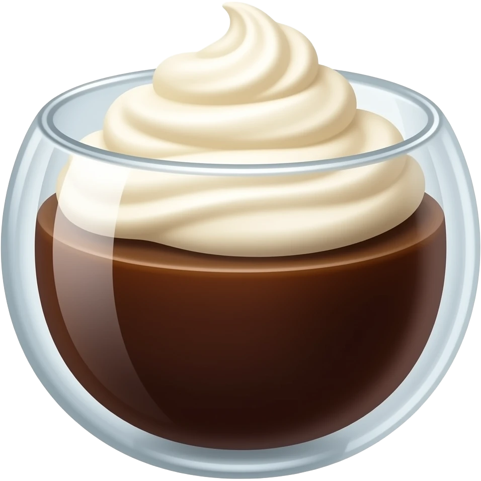 Coffee jelly in a glass cup with whipped cream on top of it emoji
