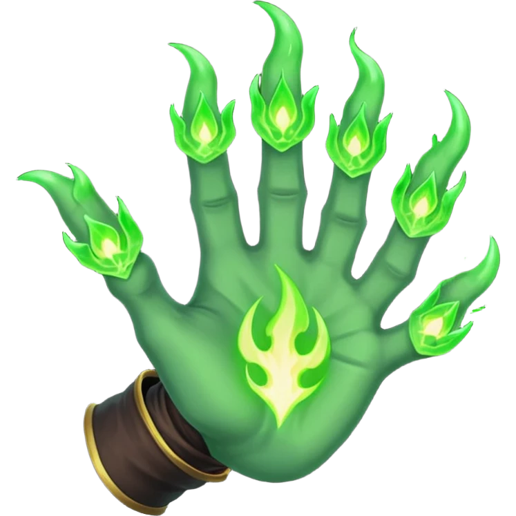 world of warcraft warlock hand with green fire emoji