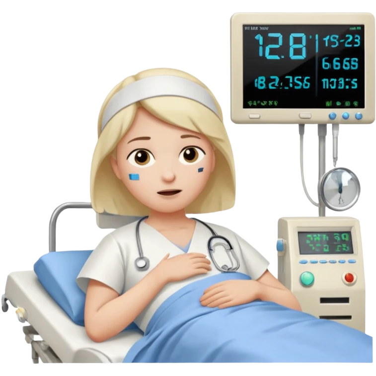 a PATIENT waking up before a surgery sleeping. And ONLY ONE monitor with vitals and numbers emoji