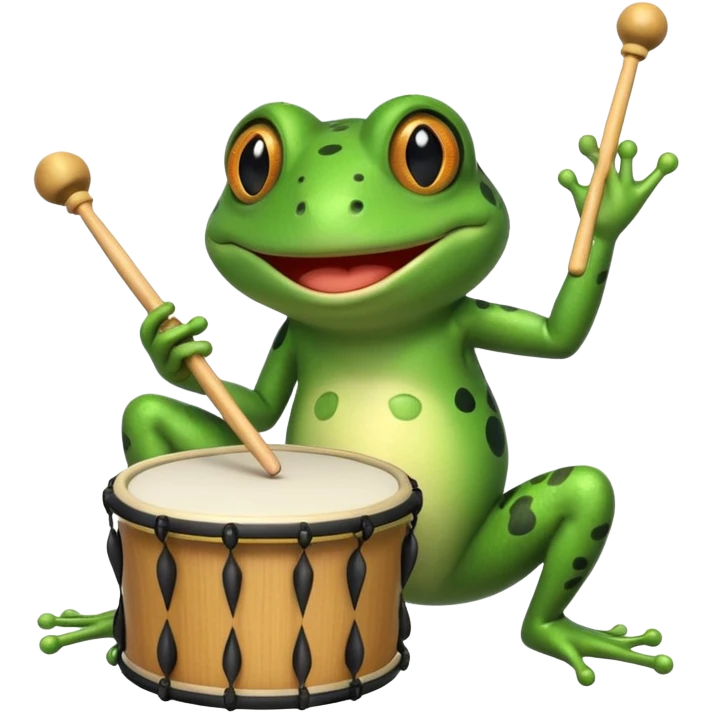 Frog playing a drum emoji