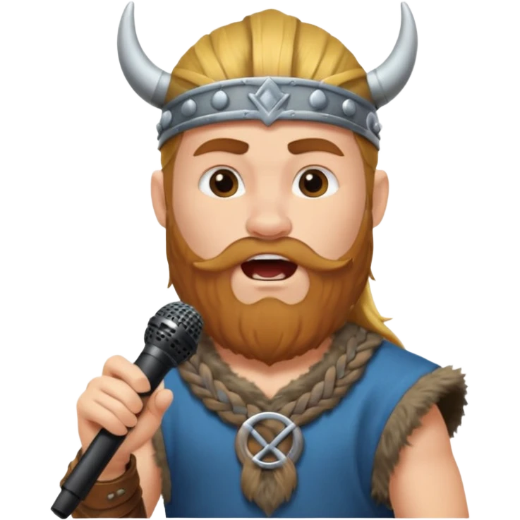 viking singing with micro, half body emoji
