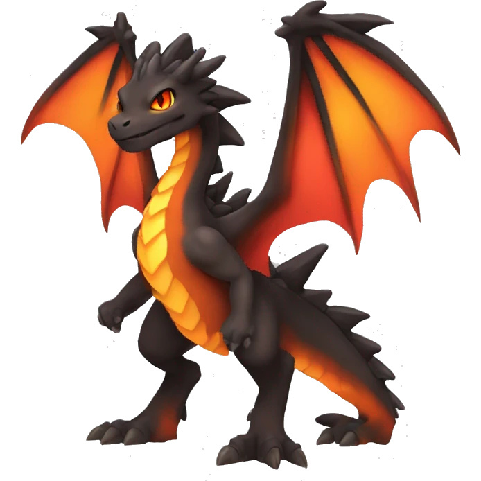  Legendary Cool Brown-Black-Red-Orange-gradient Magma-Lava-Volcano-Dragon-Fakemon full body emoji