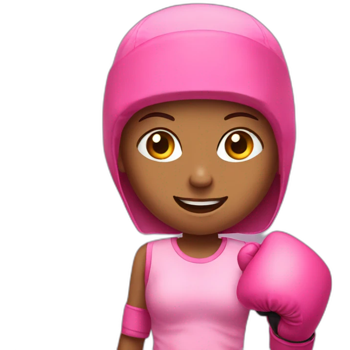 girls with boxing gloves in pink  emoji