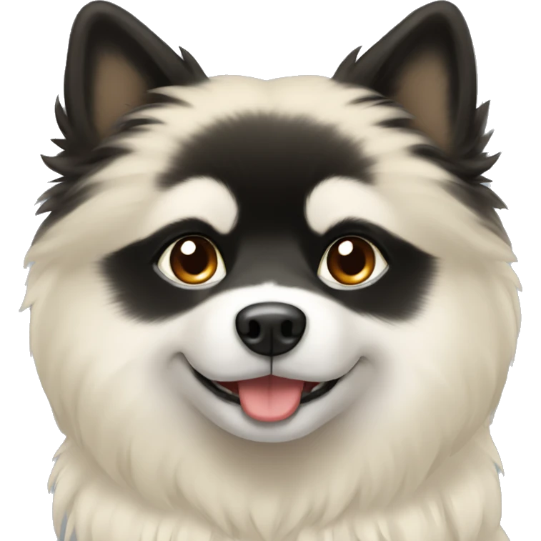 Black and ivory long hair pomski with brown eyes emoji