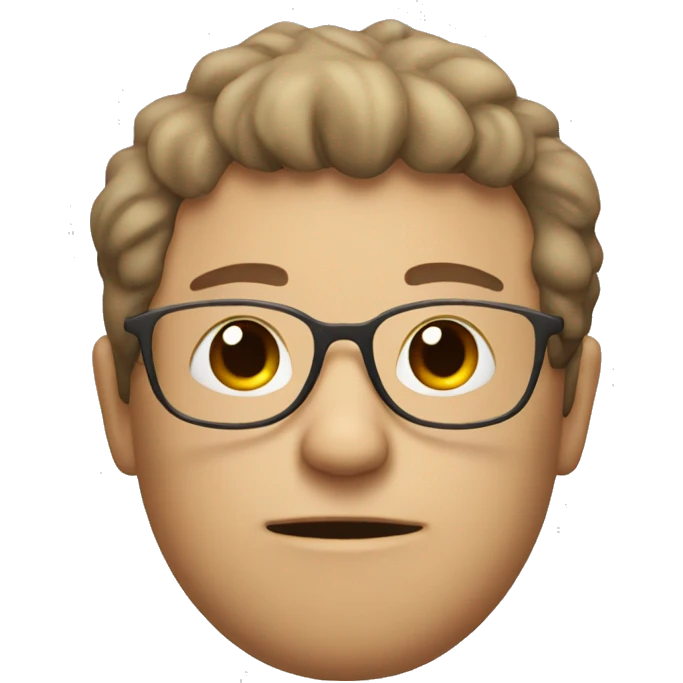 Sleepy white/brown guy with a fringe hair and glasses emoji