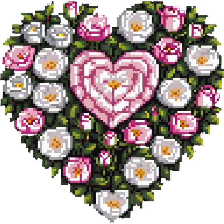 heart made of pink and white roses emoji