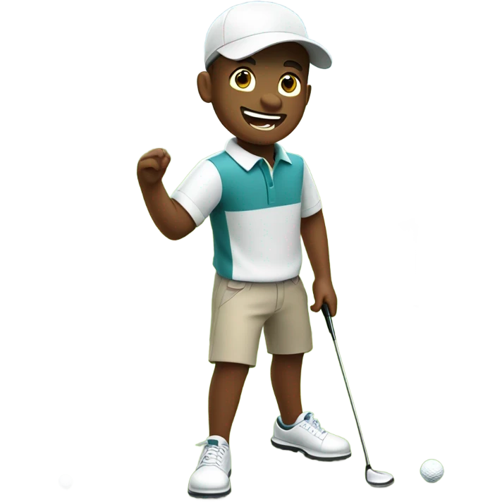boys enjoying day outdoors with golf clothing and golf course emoji