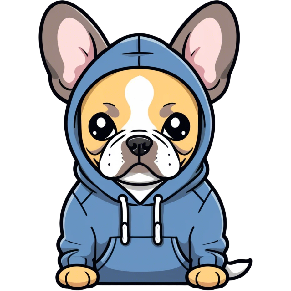 French bulldog wearing a hoodie emoji