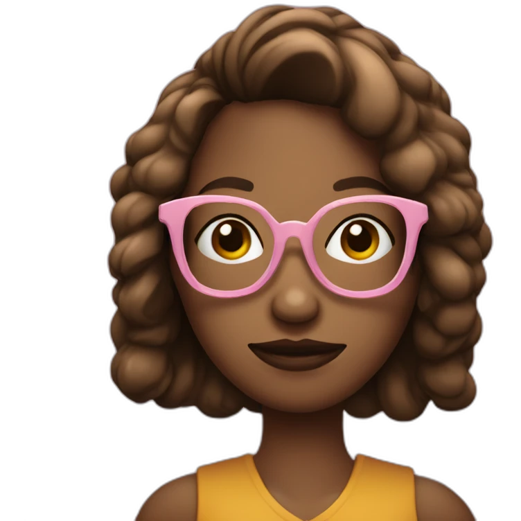 chica trigueña con lentes pelo oscuro y celular en la mano emoji