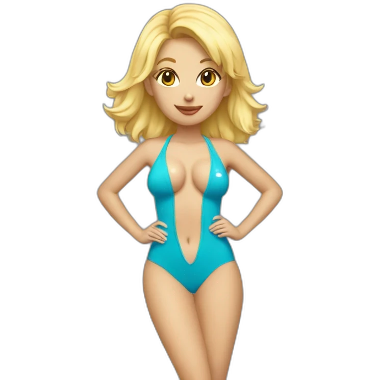 hot catgirl blonde swim suit emoji