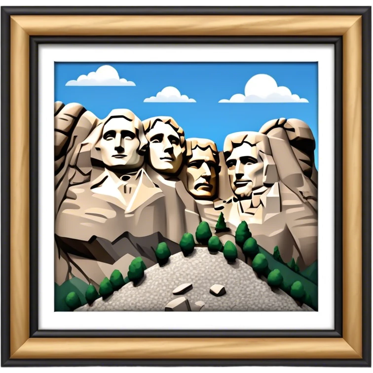 Mount Rushmore Landmark Emoji – Displaying the carved faces of four U.S. presidents in the granite mountainside. emoji