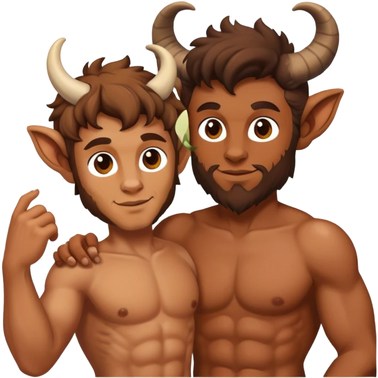 Satyr man holding with satyr man emoji