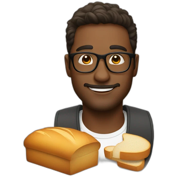 handsome man with glassess with bread emoji