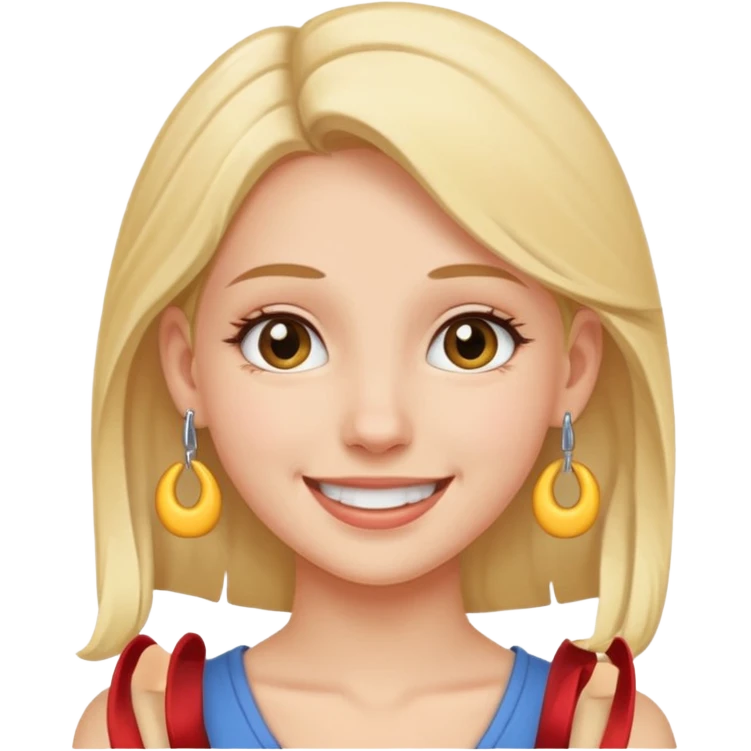 smiling girl pulling on her earlobe emoji