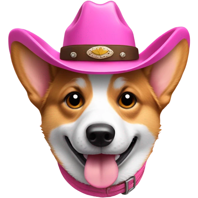 corgi dog with a pink cowboy hat emoji