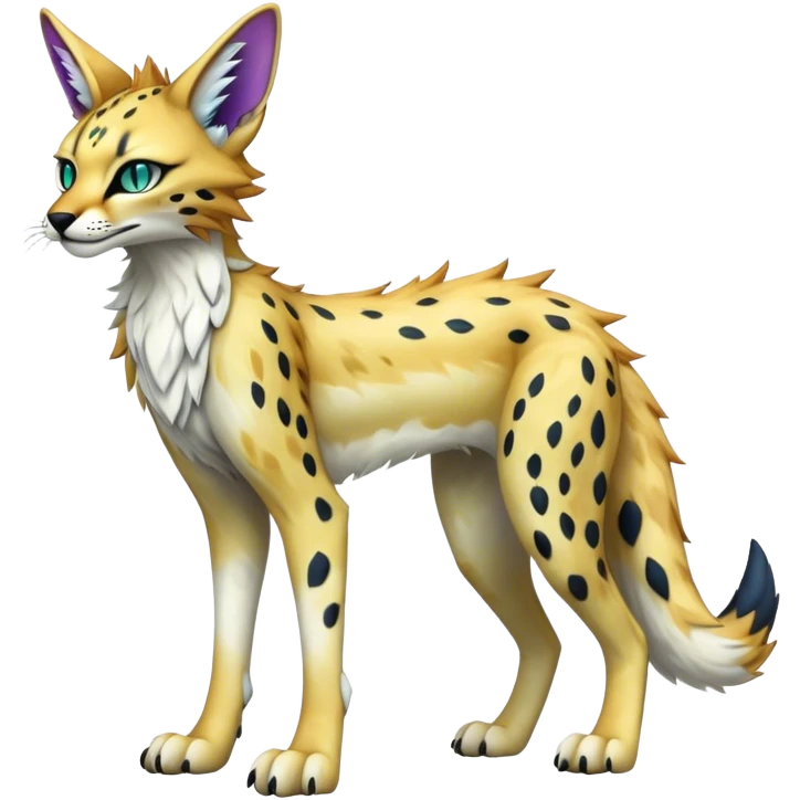 Epic Edgy Colorful ethereal eldritch Sergal-Serval-Fionbri full body emoji