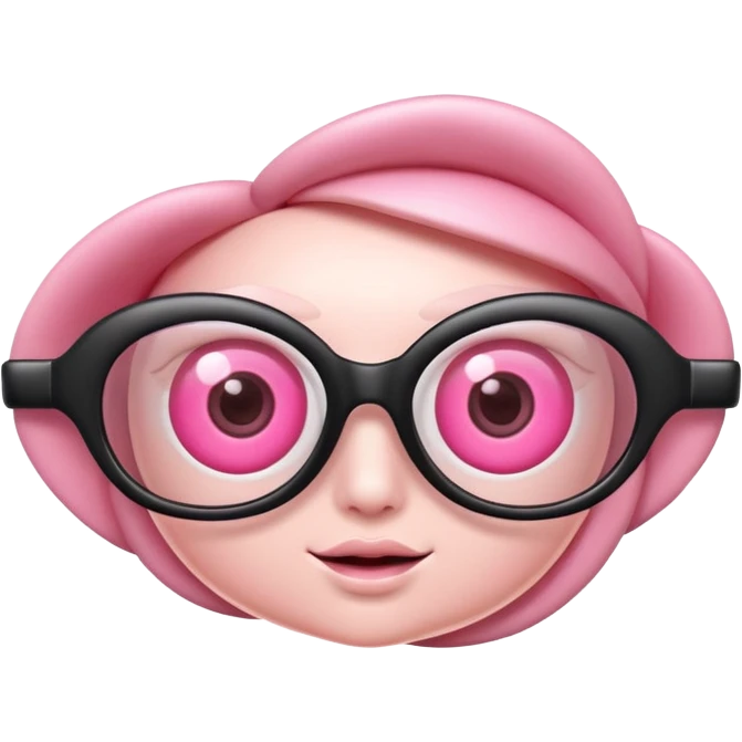 A 3D cartoon rose-pink -eye spectacle, glossy curved frame, soft reflections, isolated on plain background. only glasses. emoji