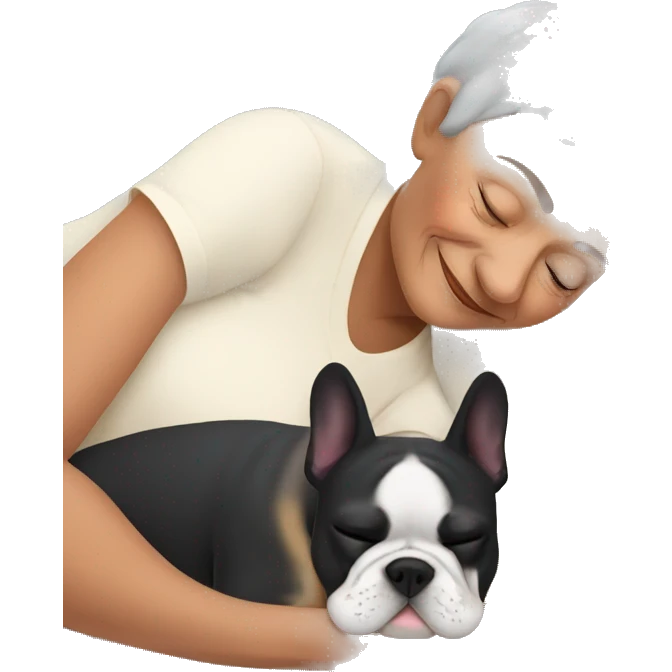 Grandma sleeping with French bulldog emoji