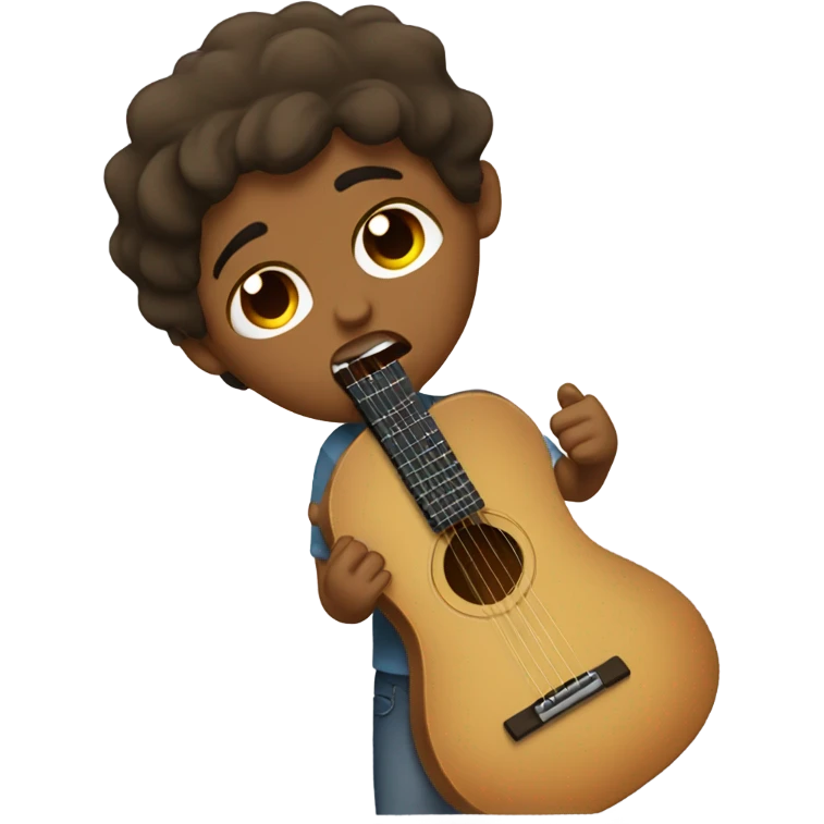 brown boy crying with a broken guitar emoji